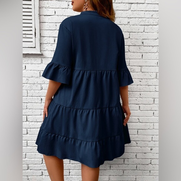 4/$20 SHEIN Curve ruffle sleeve flounced babydoll tiered flowy dress- size XL - Picture 2 of 9